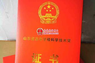 山东高等学校科学技术奖证书